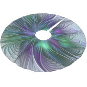 Jupon De Sapin En Polyester Brossé Fleur vert violet Art Abstrait moderne Fractal (Angle)