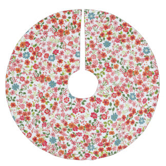 Jupon De Sapin En Polyester Brossé Fleurs à petite échelle, style calico sans couture