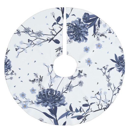 Jupon De Sapin En Polyester Brossé Fleurs bleues (Devant)