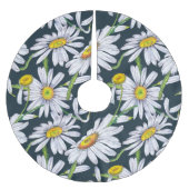 Jupon De Sapin En Polyester Brossé Fleurs chamomiles : Aquarelle bleu foncé. (Devant)