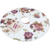 Jupon De Sapin En Polyester Brossé Fleurs Chic Shabby en Blanc - Personnalisé (Angle)