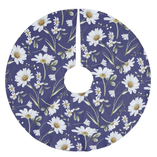 Jupon De Sapin En Polyester Brossé Fleurs d'aquarelle blanche (Devant)