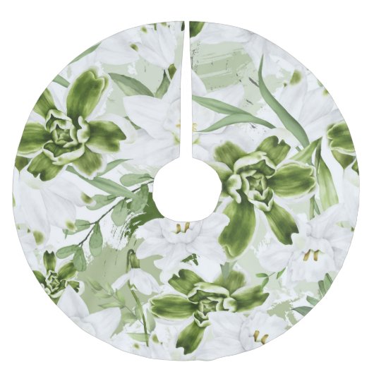 Jupon De Sapin En Polyester Brossé Fleurs d'aquarelle blanche 2 (Devant)