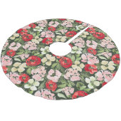 Jupon De Sapin En Polyester Brossé Fleurs d'aquarelle de Noël bleues et vertes foncée (Angle)