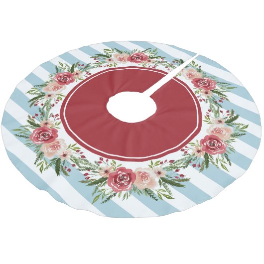 Jupon De Sapin En Polyester Brossé Fleurs d'aquarelle modernes Noël (Angle)