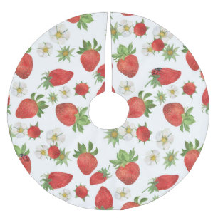 Jupon De Sapin En Polyester Brossé Fleurs de fraises : Aquarelle Art sans fil