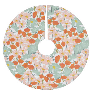 Jupon De Sapin En Polyester Brossé Fleurs de jardin : rose, orange sans soudure