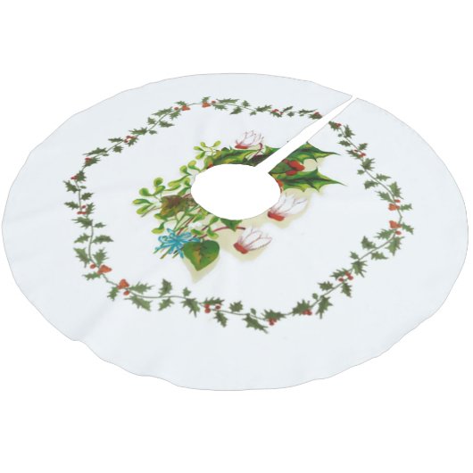 Jupon De Sapin En Polyester Brossé Fleurs de Noël (Angle)