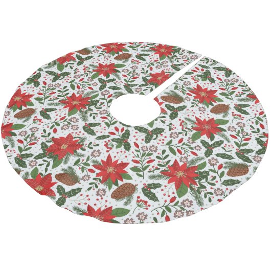 Jupon De Sapin En Polyester Brossé Fleurs de Noël (Angle)