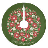 Jupon De Sapin En Polyester Brossé Fleurs de Noël Retro Personnalisées (Devant)