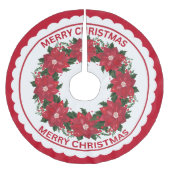 Jupon De Sapin En Polyester Brossé Fleurs de Poinsettia rouge et courge de Berries Ho (Devant)