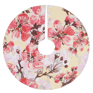 Jupon De Sapin En Polyester Brossé Fleurs de printemps U Motif