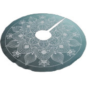 Jupon De Sapin En Polyester Brossé Fleurs, Feuille, Mandala Floral en dentelle blanch (Angle)