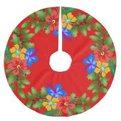 Jupon De Sapin En Polyester Brossé Fleurs hawaïennes Hibiscus Rouge (Devant)