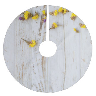 Jupon De Sapin En Polyester Brossé Fleurs jaunes printanières, décoration en planche