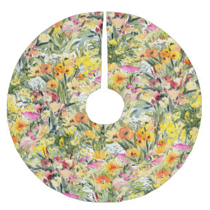 Jupon De Sapin En Polyester Brossé Fleurs Minuscules Champ : Aquarelle Lumineuse.