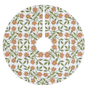 Jupon De Sapin En Polyester Brossé Fleurs orange, Motif Floral, Verdure, Boho