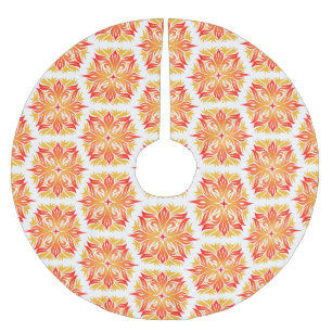 Jupon De Sapin En Polyester Brossé Fleurs Oranges, Motif De Fleurs, Motif Floral