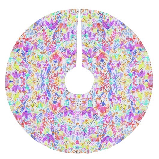 Jupon De Sapin En Polyester Brossé Fleurs pastel abstraites (Devant)