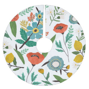 Jupon De Sapin En Polyester Brossé Fleurs printanières : Motif floral incolore