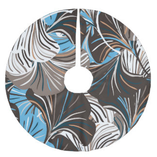 Jupon De Sapin En Polyester Brossé Fleurs rayées et Feuilles : Floral Vintage.