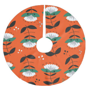 Jupon De Sapin En Polyester Brossé Fleurs rétro, feuille : motif sans soudure.