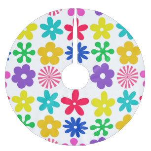 Jupon De Sapin En Polyester Brossé FLEURS RÉTRO super