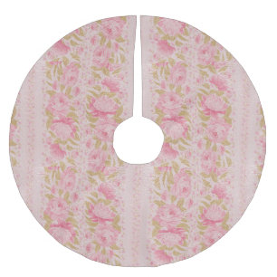 Jupon De Sapin En Polyester Brossé Fleurs roses en or noir chic en métal rose