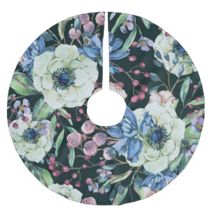 Jupon De Sapin En Polyester Brossé Fleurs sauvages d'anémones : Motif d'aquarelle Vin