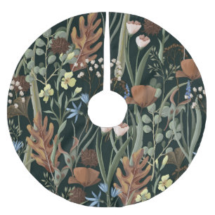 Jupon De Sapin En Polyester Brossé Fleurs sauvages et séchées Motif.