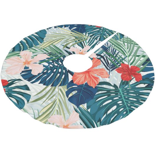 Jupon De Sapin En Polyester Brossé Fleurs tropicales (Angle)
