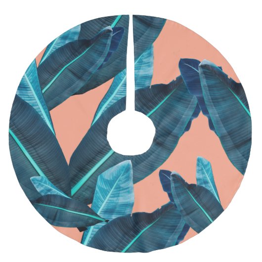 Jupon De Sapin En Polyester Brossé Fleurs tropicales, arrière - plan sans couture bot (Devant)