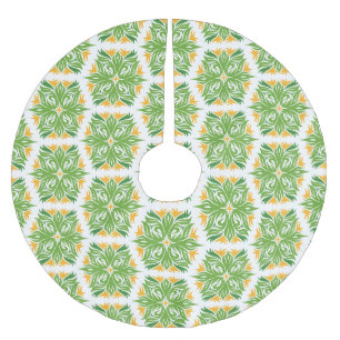 Jupon De Sapin En Polyester Brossé Fleurs Vertes, Motif De Fleurs, Motif Floral