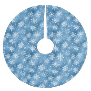 Jupon De Sapin En Polyester Brossé Flocon de neige bleu en aquarelle d'hiver