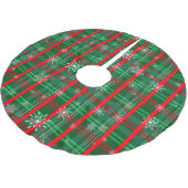 Jupon De Sapin En Polyester Brossé Flocon de neige classique vert et rouge (Angle)