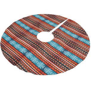 Jupon De Sapin En Polyester Brossé Flocon de neige et motif géométrique cosy
