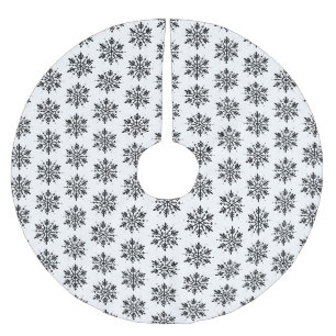 Jupon De Sapin En Polyester Brossé Flocon de neige minimaliste noir et blanc
