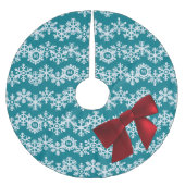Jupon De Sapin En Polyester Brossé Flocon de neige turquoise Jupe de sapin de Noël de (Devant)