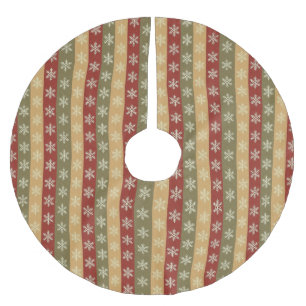 Jupon De Sapin En Polyester Brossé flocon de Noël coloré traditionnel rayé