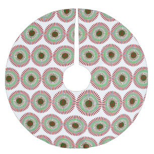 Jupon De Sapin En Polyester Brossé Flocon vert et rouge moderne du milieu du siècle