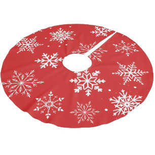 Jupon De Sapin En Polyester Brossé Flocons de neige blancs modernes 