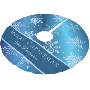 Jupon De Sapin En Polyester Brossé Flocons de neige bleus modernes