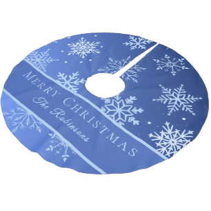 Jupon De Sapin En Polyester Brossé Flocons de Neige Bleus Modernes