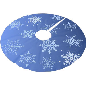 Jupon De Sapin En Polyester Brossé Flocons de neige bleus modernes