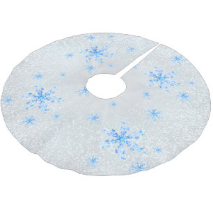 Jupon De Sapin En Polyester Brossé Flocons de neige Cristal Blanc