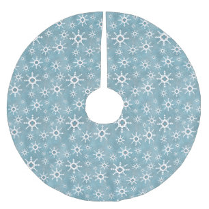Jupon De Sapin En Polyester Brossé Flocons de neige hivernaux du Sud-Ouest Bleu et Bl