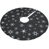 Jupon De Sapin En Polyester Brossé Flocons de neige noirs (Angle)