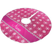 Jupon De Sapin En Polyester Brossé Flocons de neige roses nommés personnalisés de (Angle)