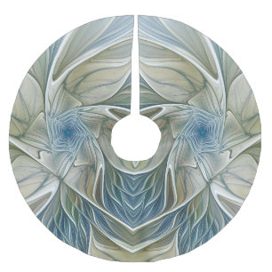 Jupon De Sapin En Polyester Brossé Floral Dream Motif Abstrait Blue Khaki Fractal