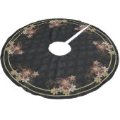 Jupon De Sapin En Polyester Brossé Floral or et rouge (Angle)